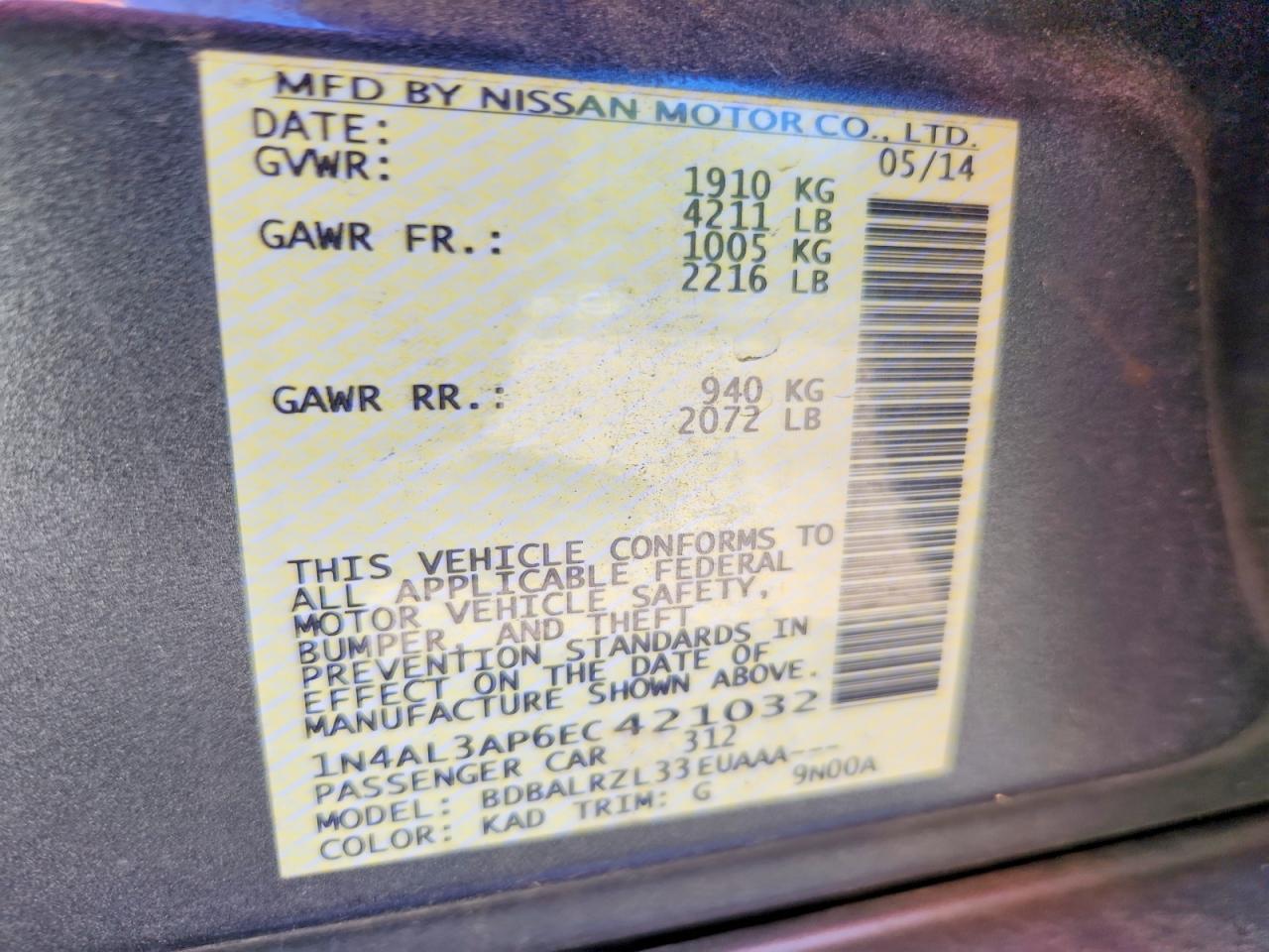 2014 NISSAN ALTIMA 2.5 photo 23