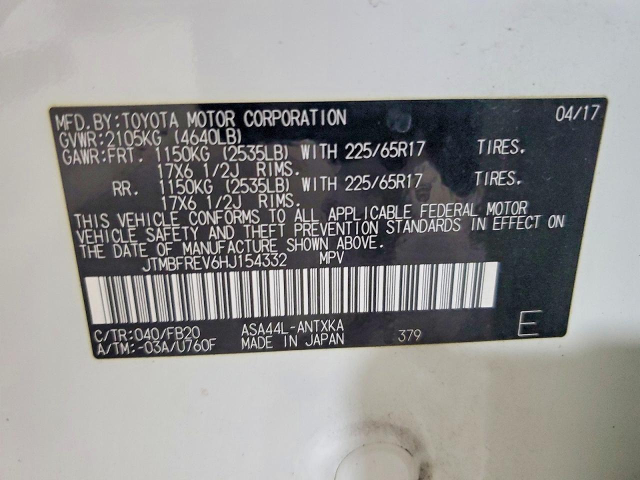 2017 TOYOTA RAV4 LE photo 14