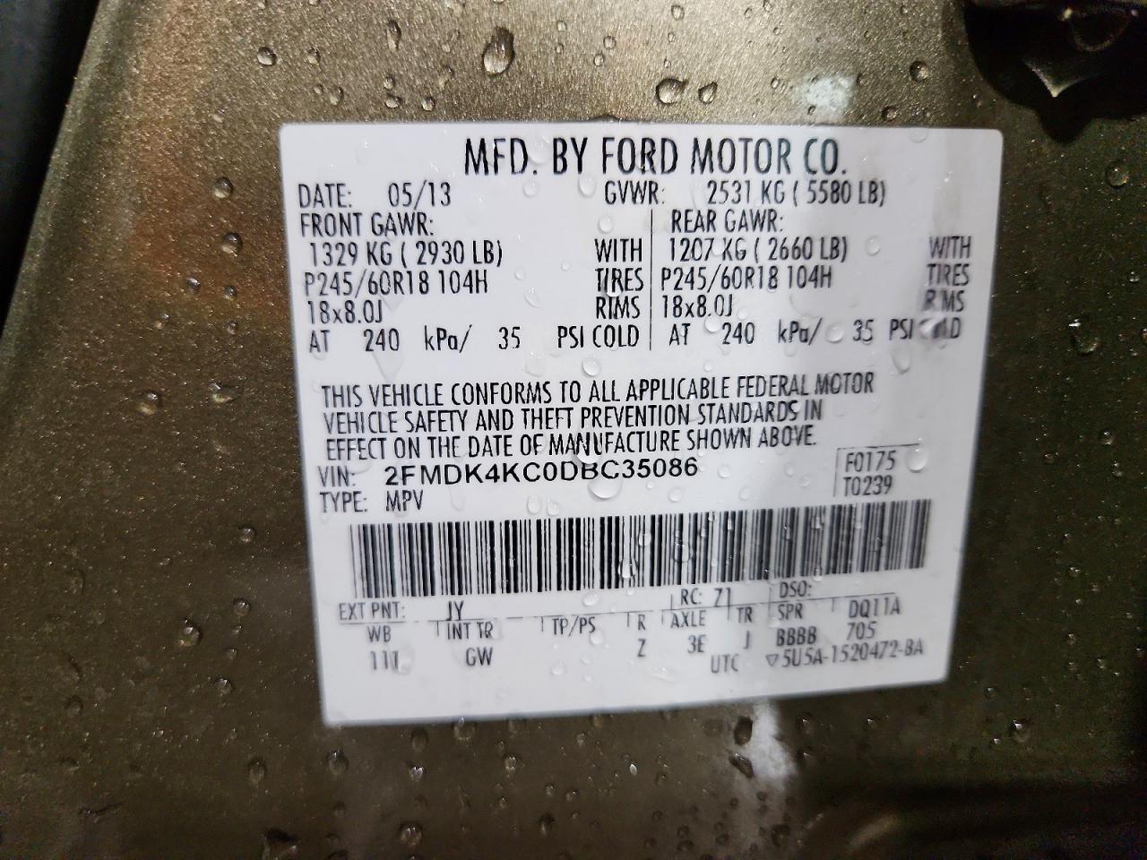 2013 FORD EDGE LIMITED photo 25