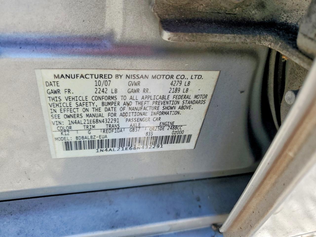 2008 NISSAN ALTIMA 2.5 photo 12