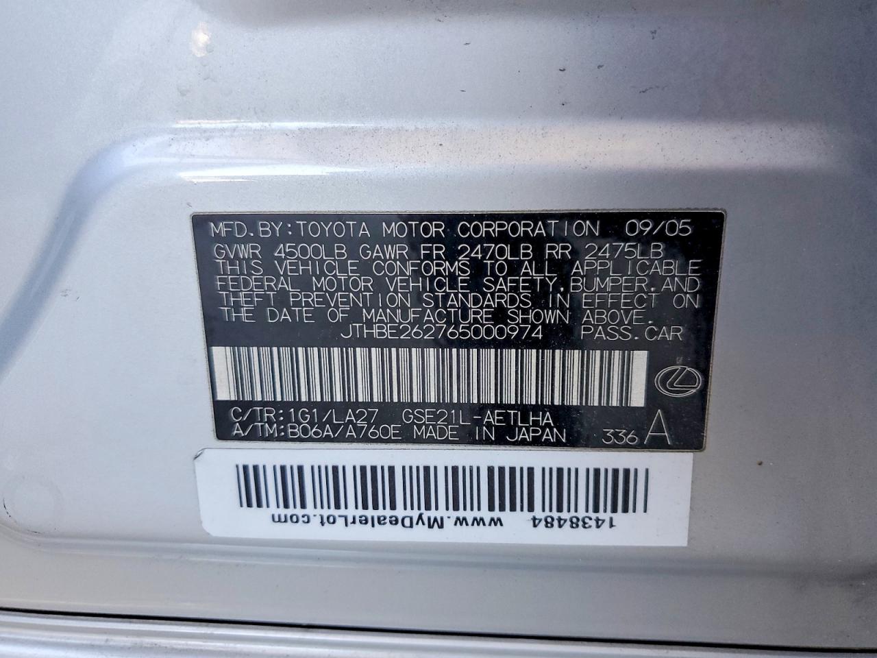 2006 LEXUS IS 350 photo 34