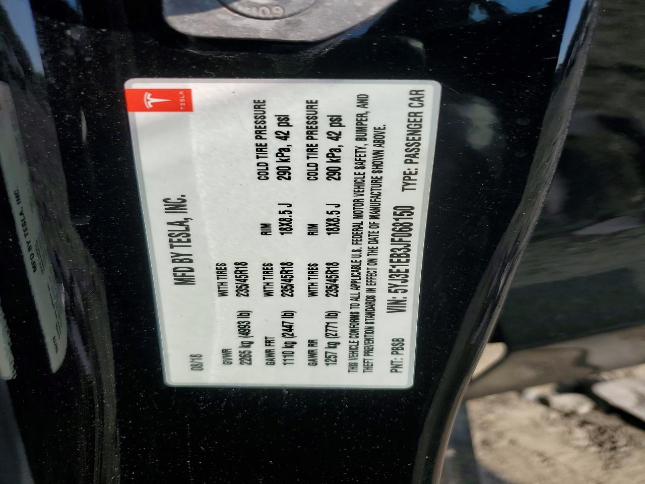 2018 TESLA MODEL 3 photo 13