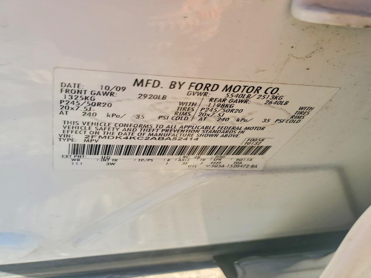 2010 FORD EDGE LIMITED photo 25