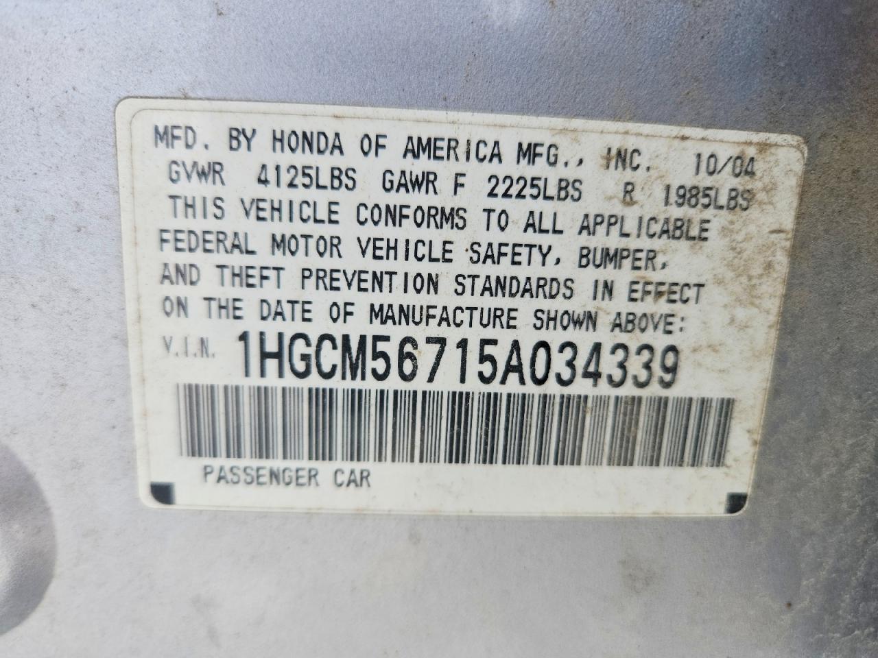 2005 HONDA ACCORD EX photo 37