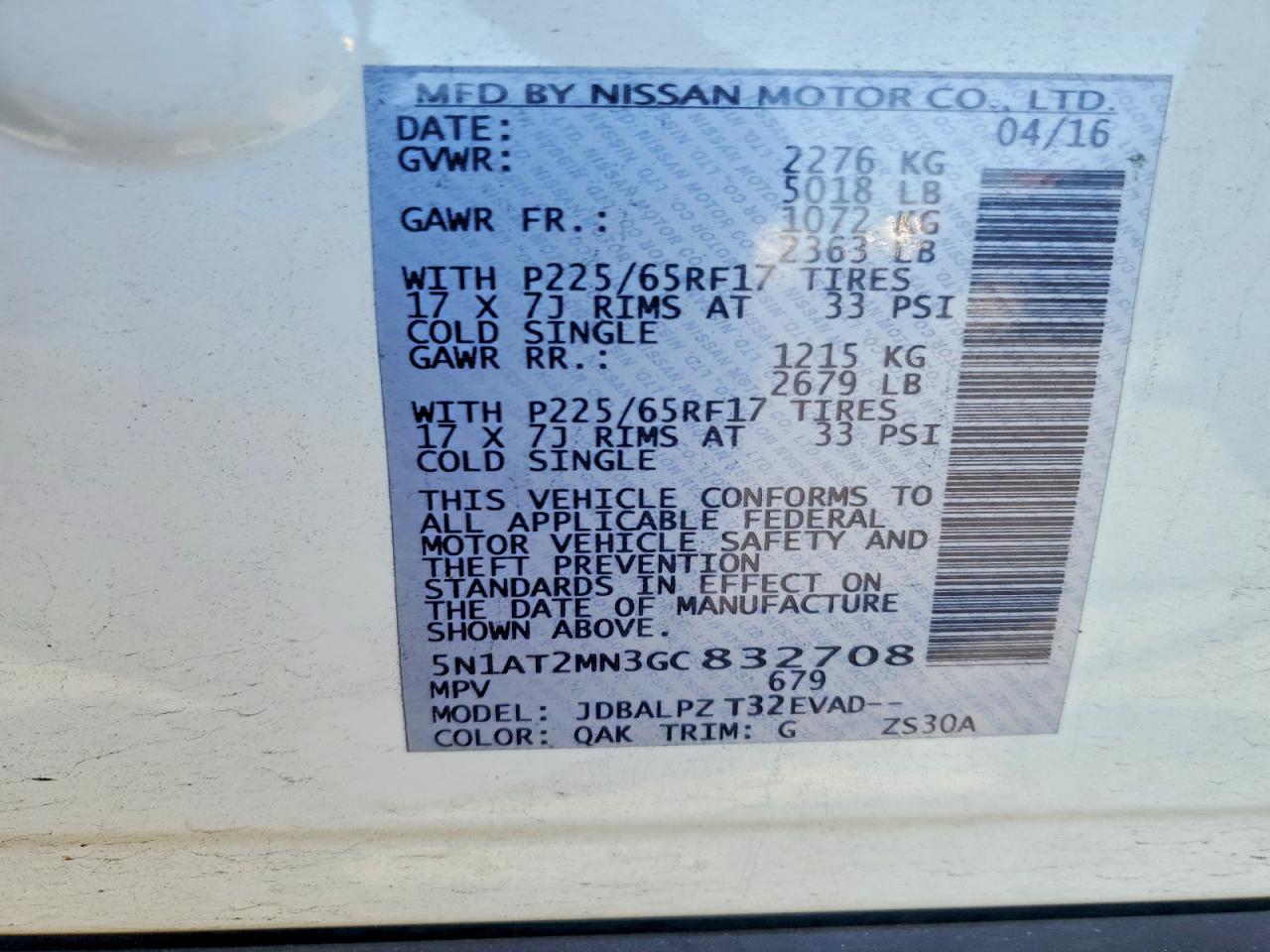 2016 NISSAN ROGUE S photo 25