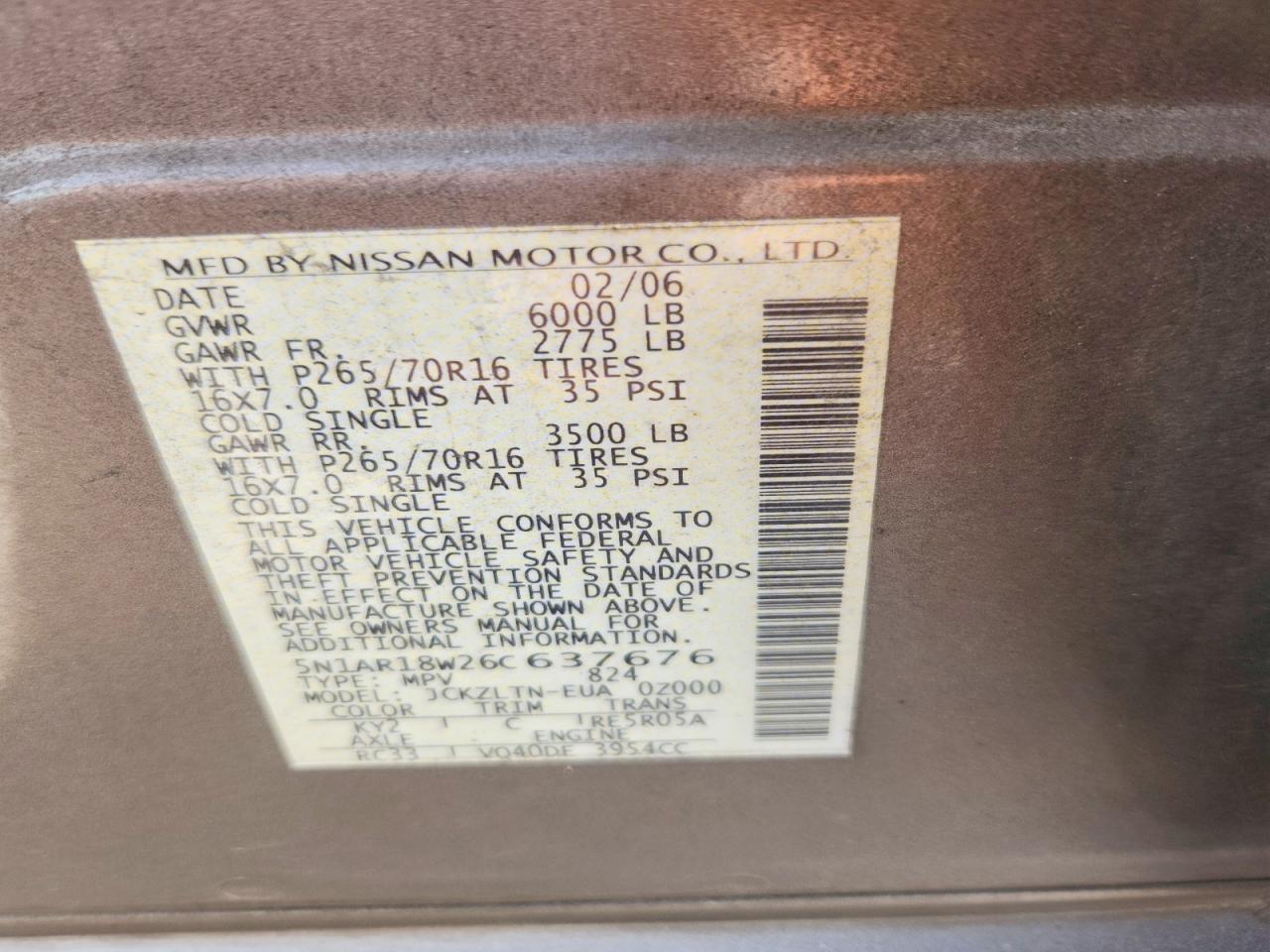 2006 NISSAN PATHFINDER S photo 13