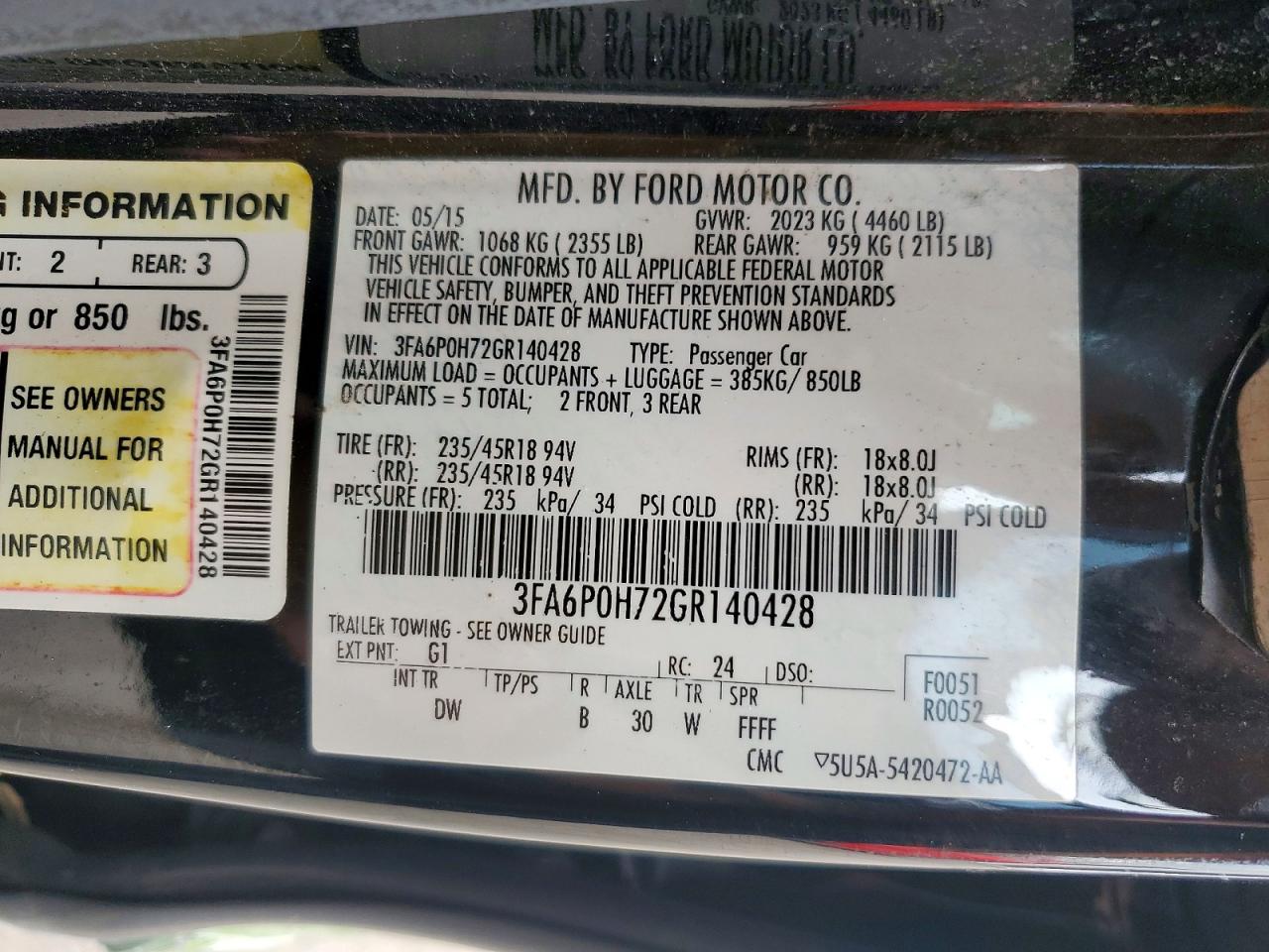 2016 FORD FUSION SE photo 25