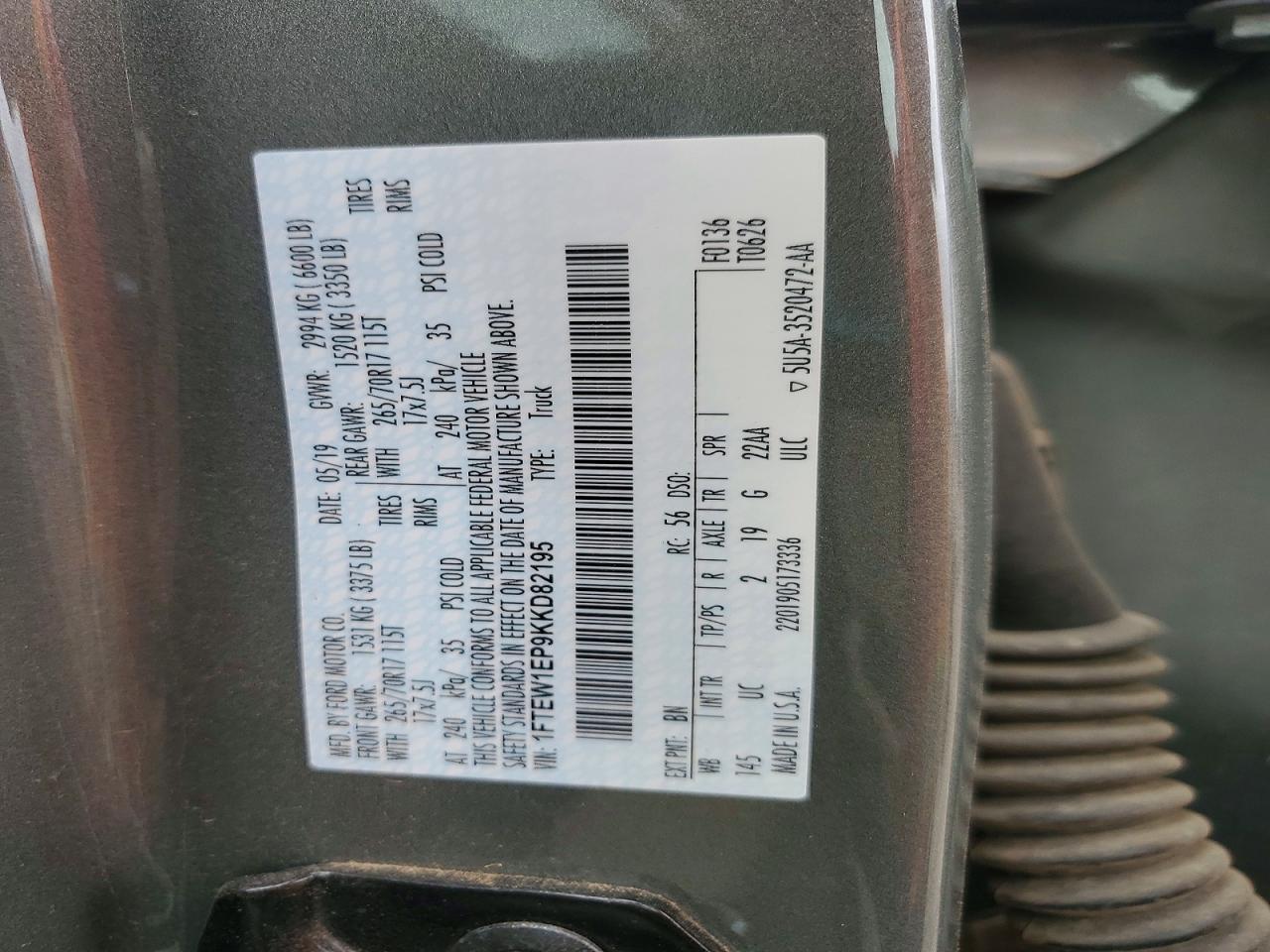 2019 FORD F150 SUPERCREW photo 12