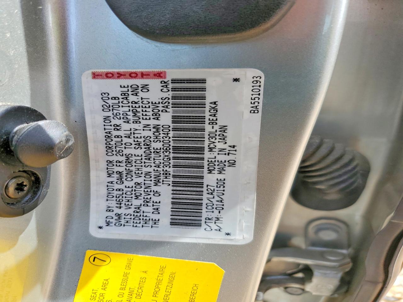 2003 LEXUS ES 300 photo 23