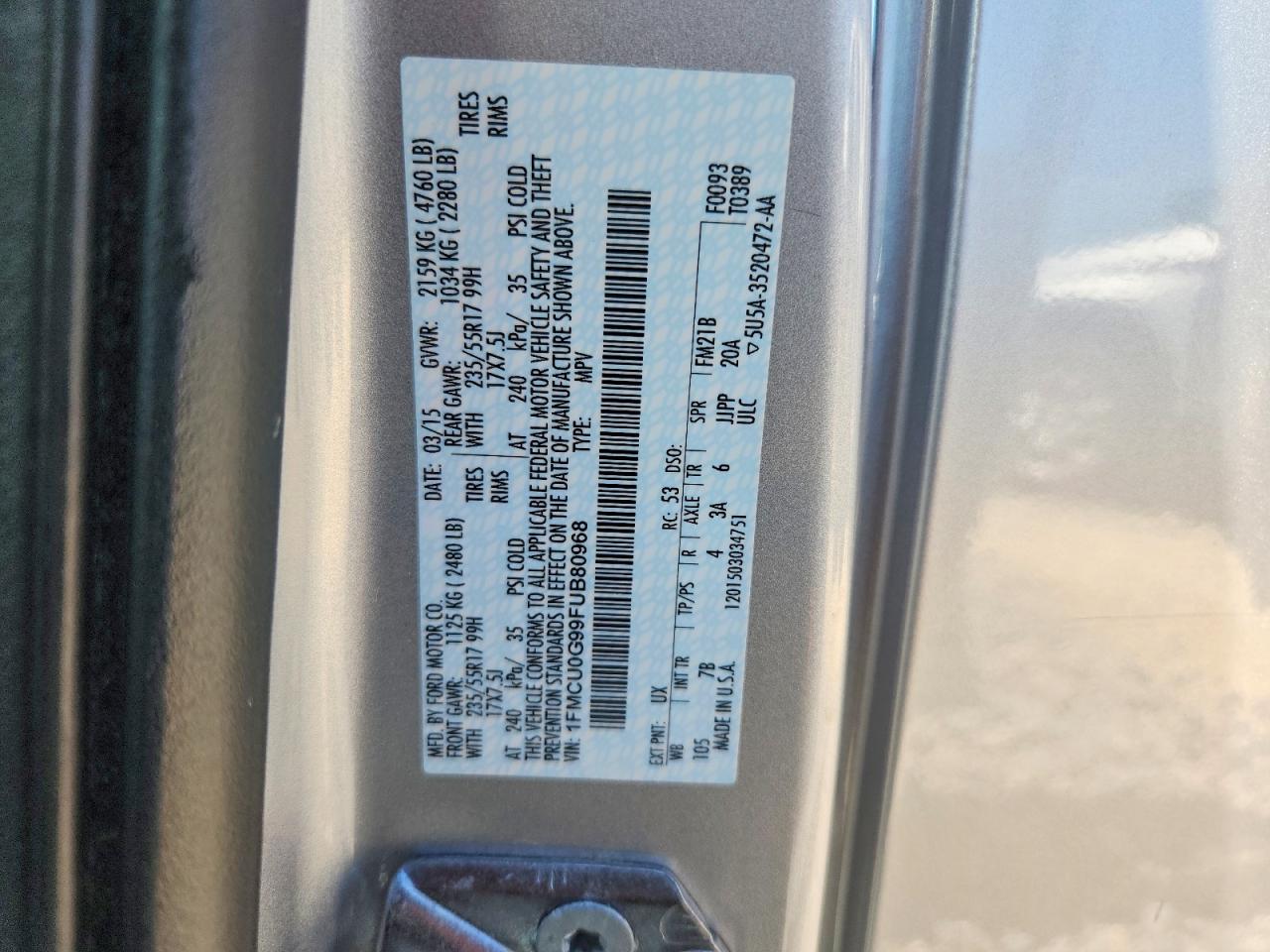 2015 FORD ESCAPE photo 37