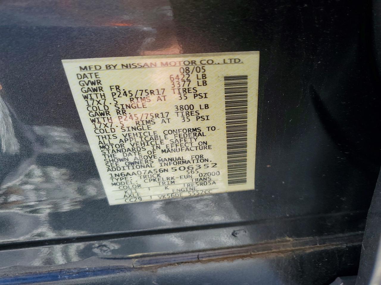 2006 NISSAN TITAN XE photo 23