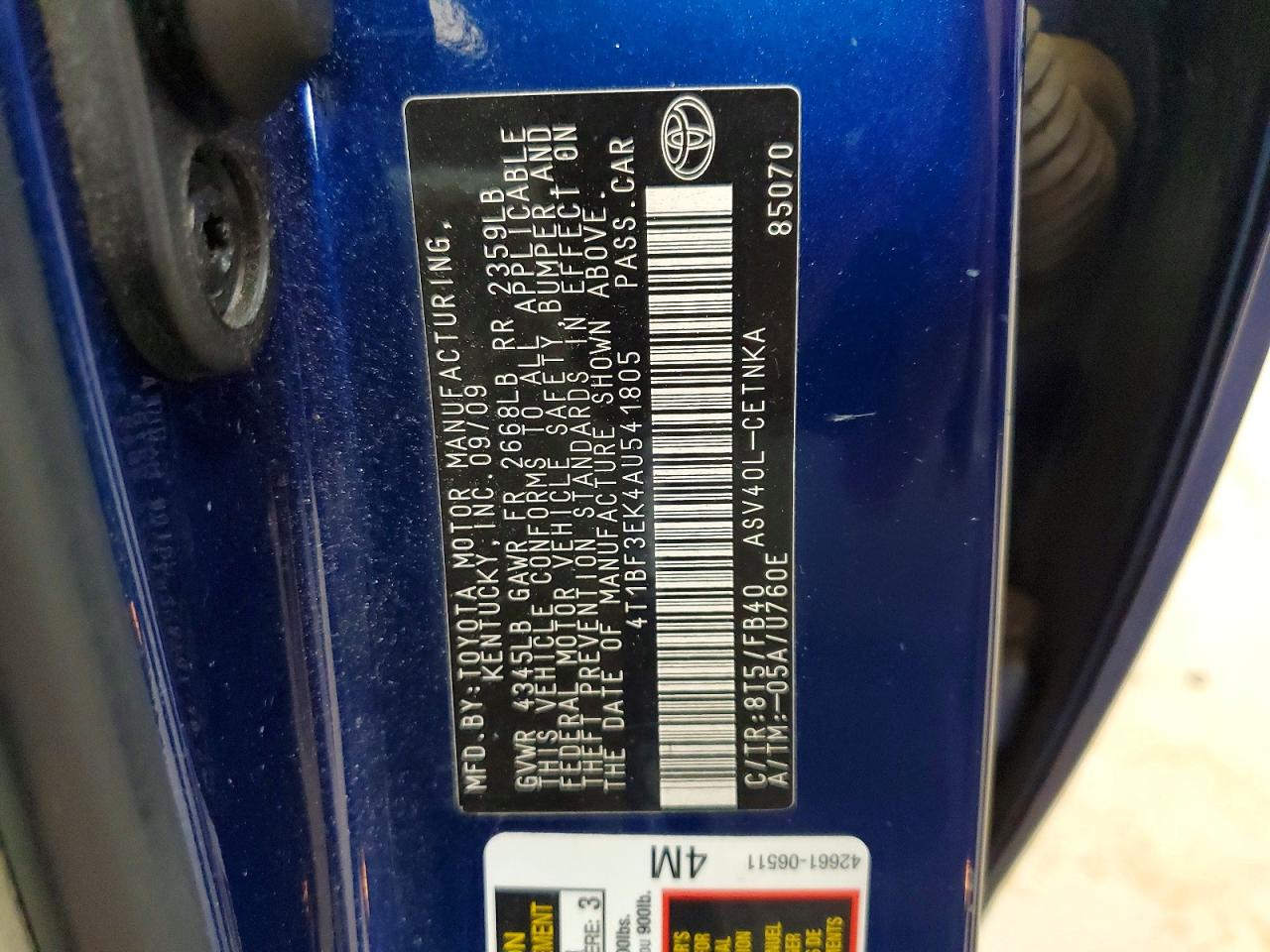 2010 TOYOTA CAMRY LE photo 34