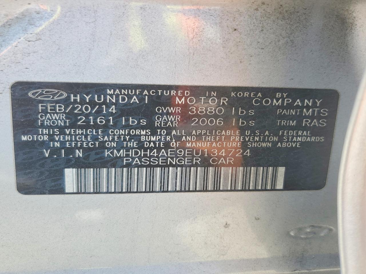 2014 HYUNDAI ELANTRA SE photo 13