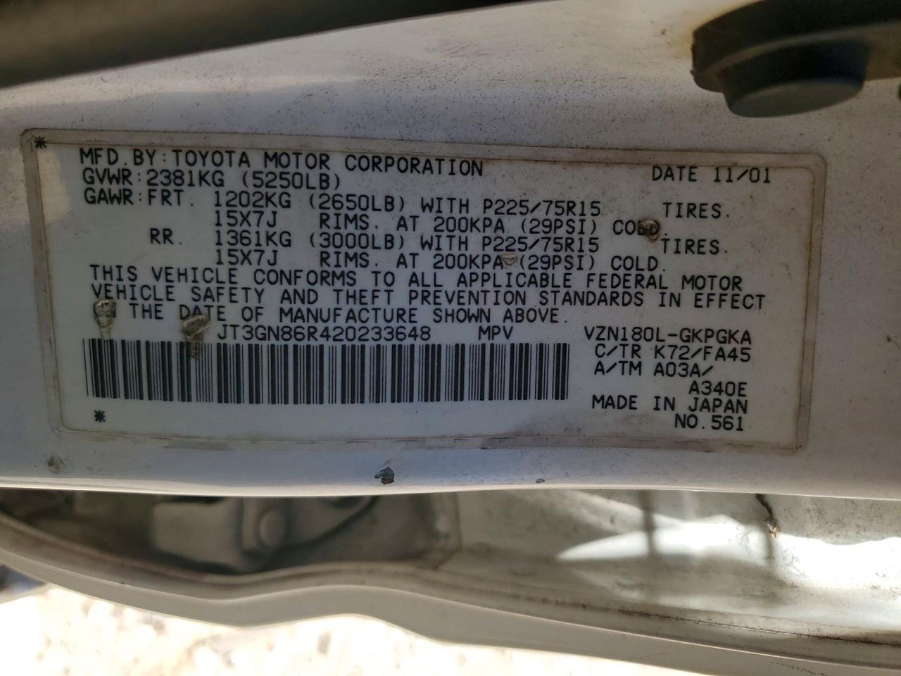 2002 TOYOTA 4RUNNER SR5 photo 25