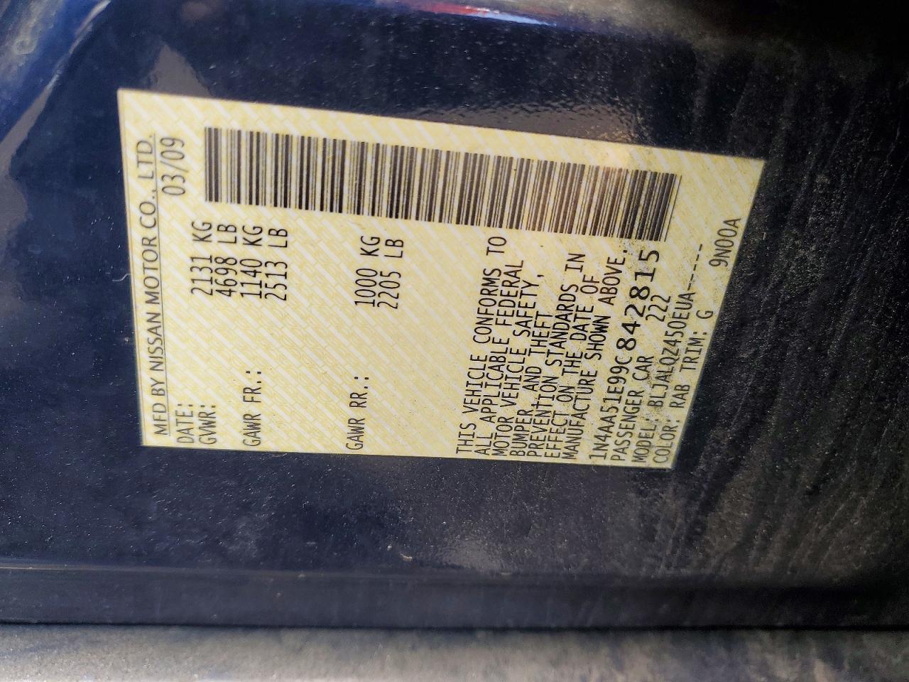 2009 NISSAN MAXIMA 3.5 S photo 23