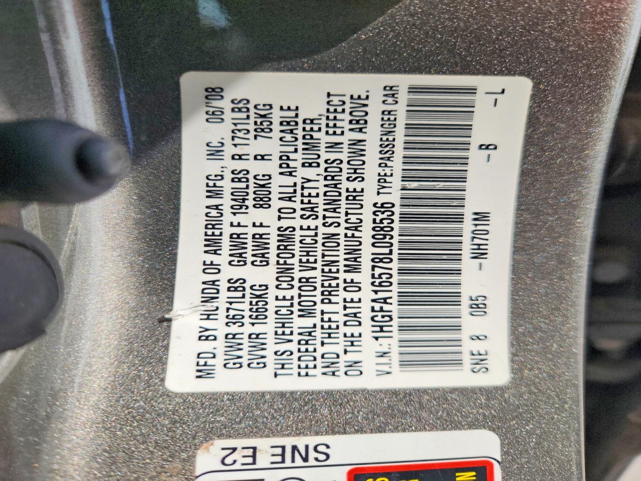 2008 HONDA CIVIC LX photo 25
