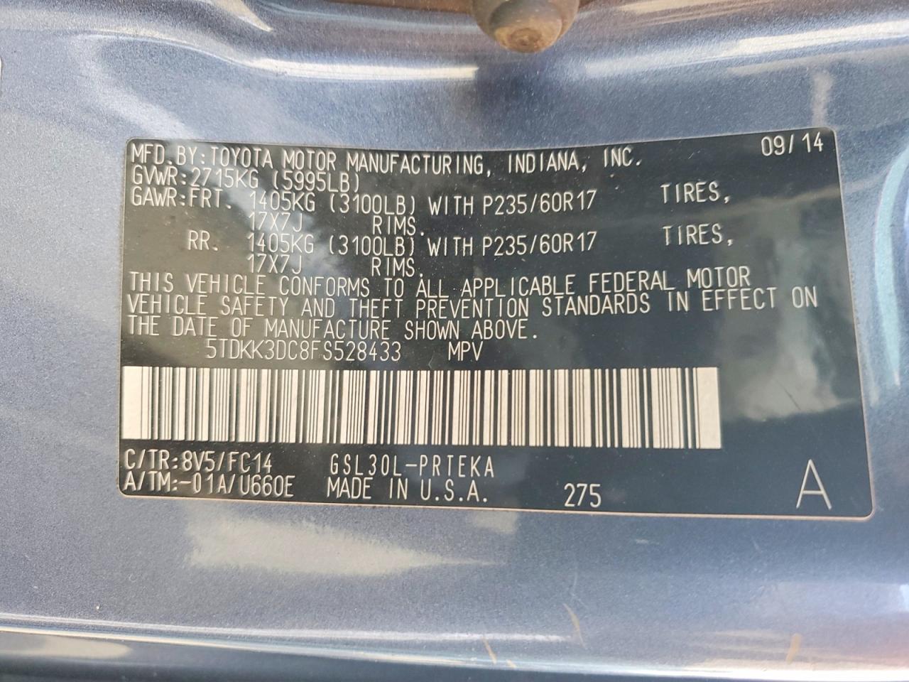2015 TOYOTA SIENNA LE photo 23