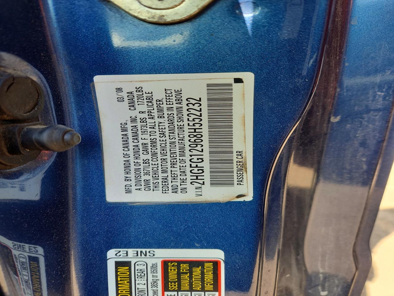 2008 HONDA CIVIC EXL photo 23