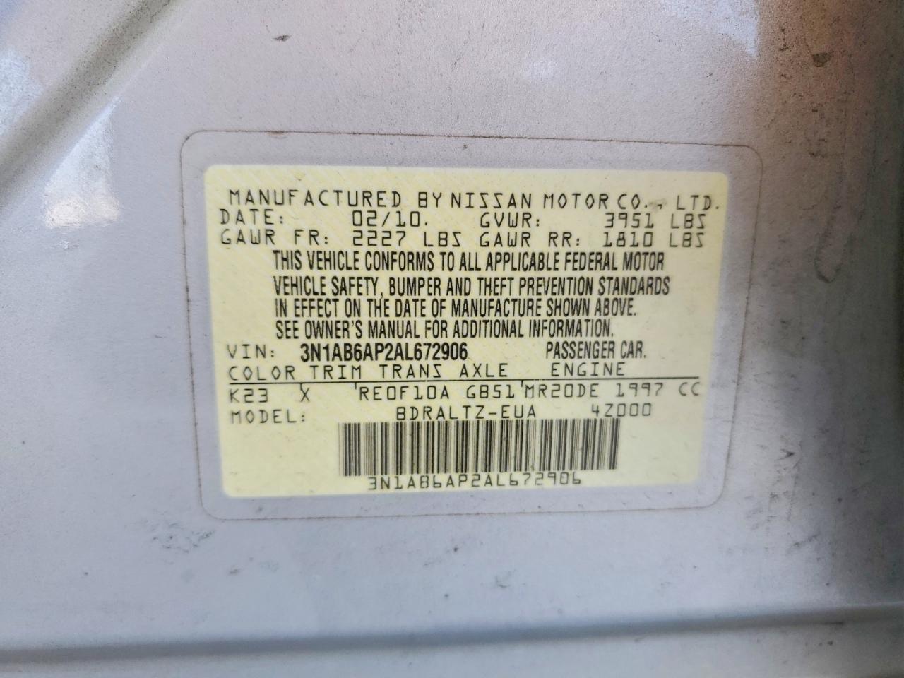 2010 NISSAN SENTRA 2.0 photo 23