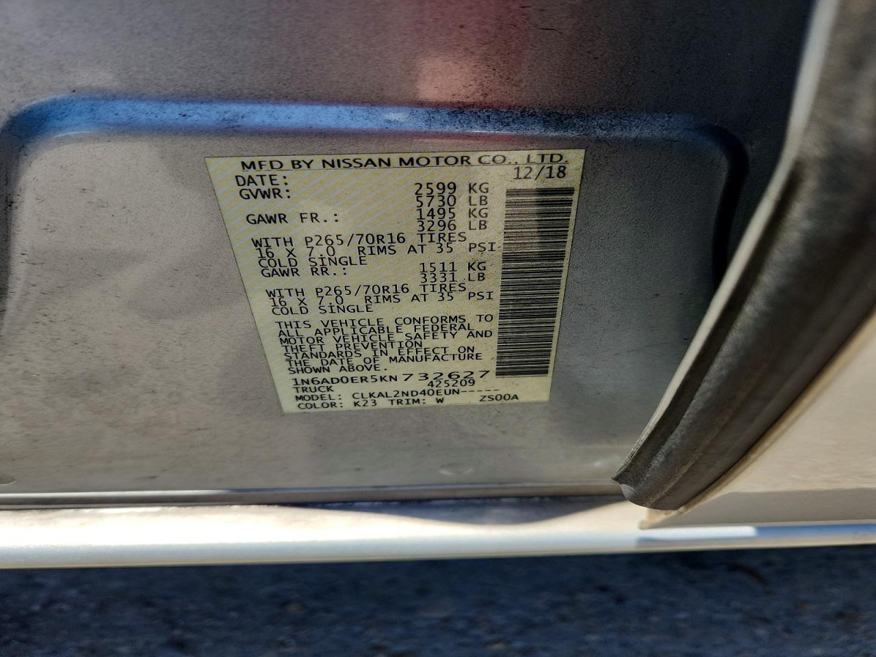 2019 NISSAN FRONTIER SV photo 34