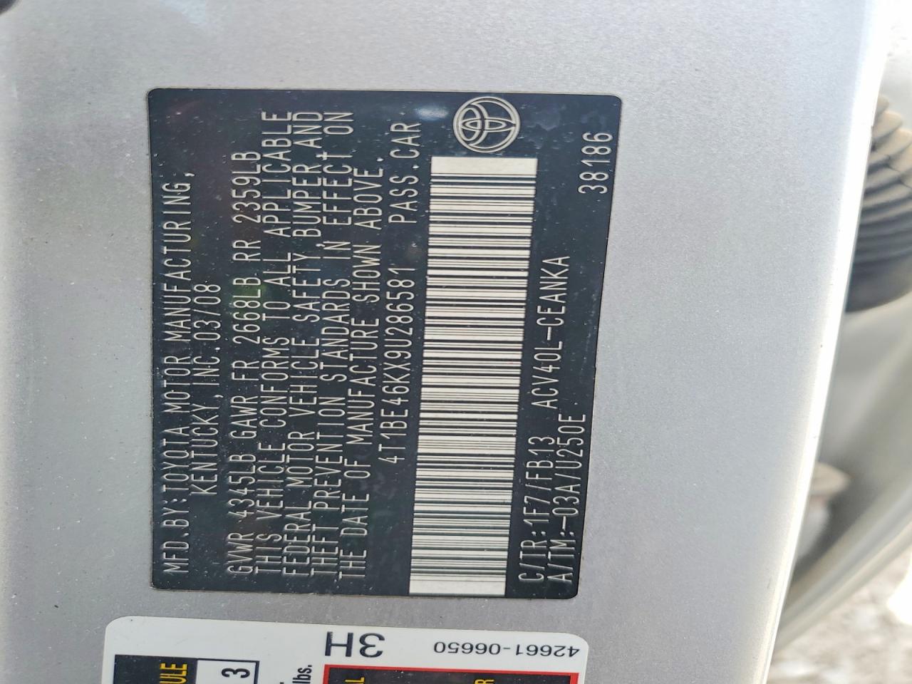 2009 TOYOTA CAMRY LE photo 37