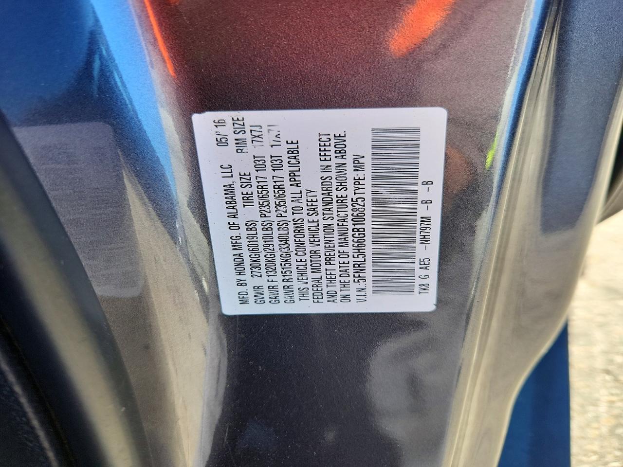 2016 HONDA ODYSSEY EXL photo 37