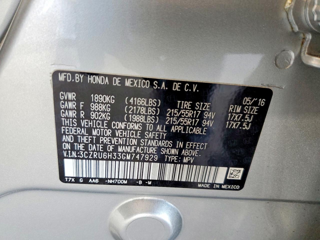 2016 HONDA HR-V LX photo 25