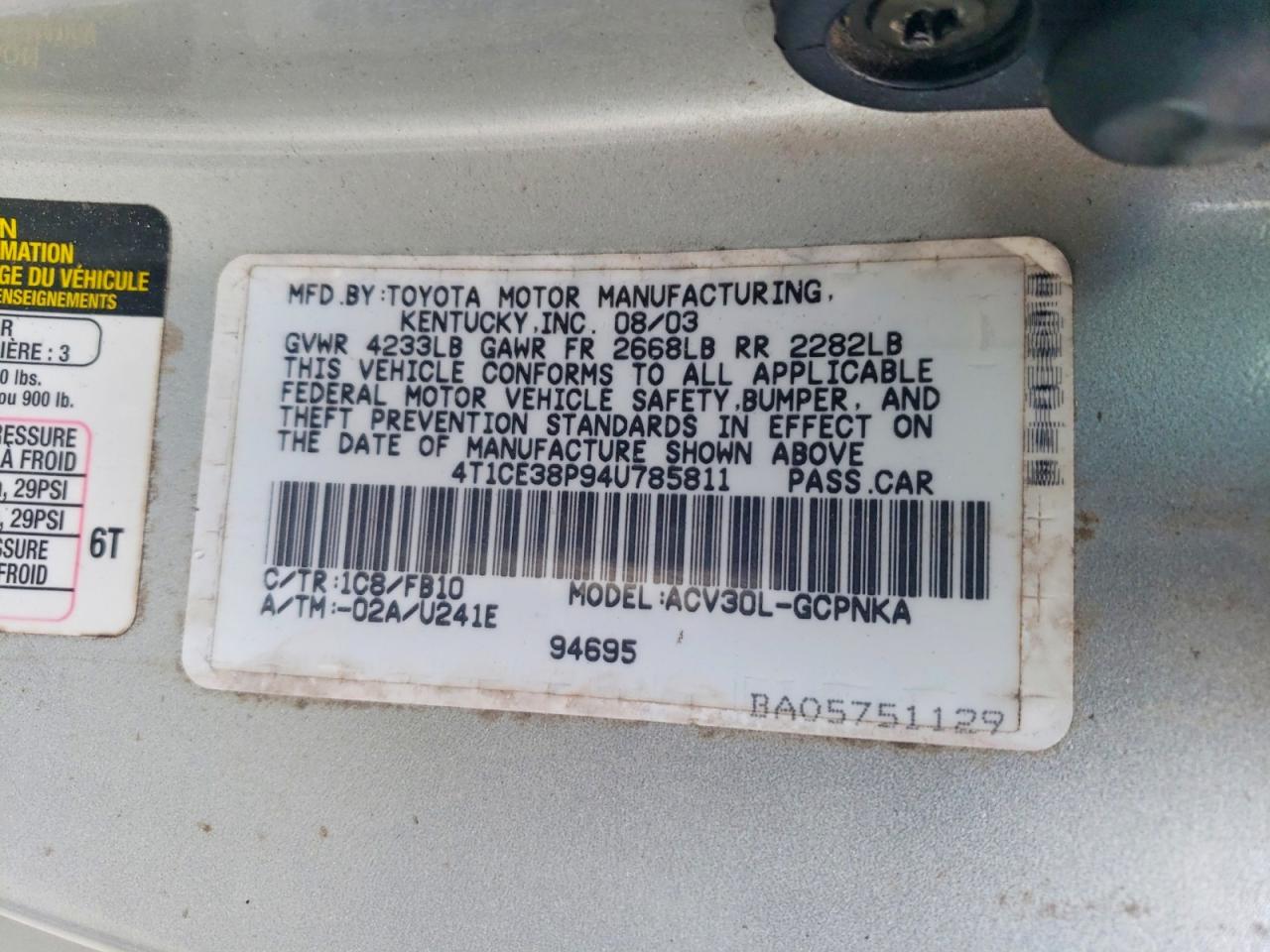 2004 TOYOTA CAMRY SOLARA SE photo 34