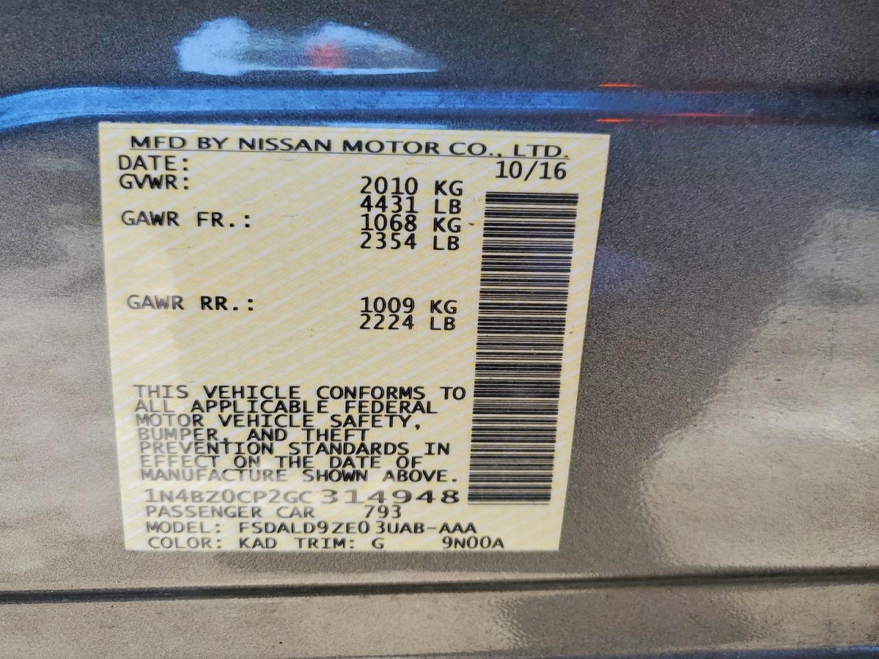 2016 NISSAN LEAF SV photo 40