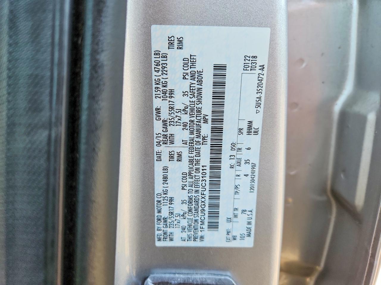 2015 FORD ESCAPE SE photo 37