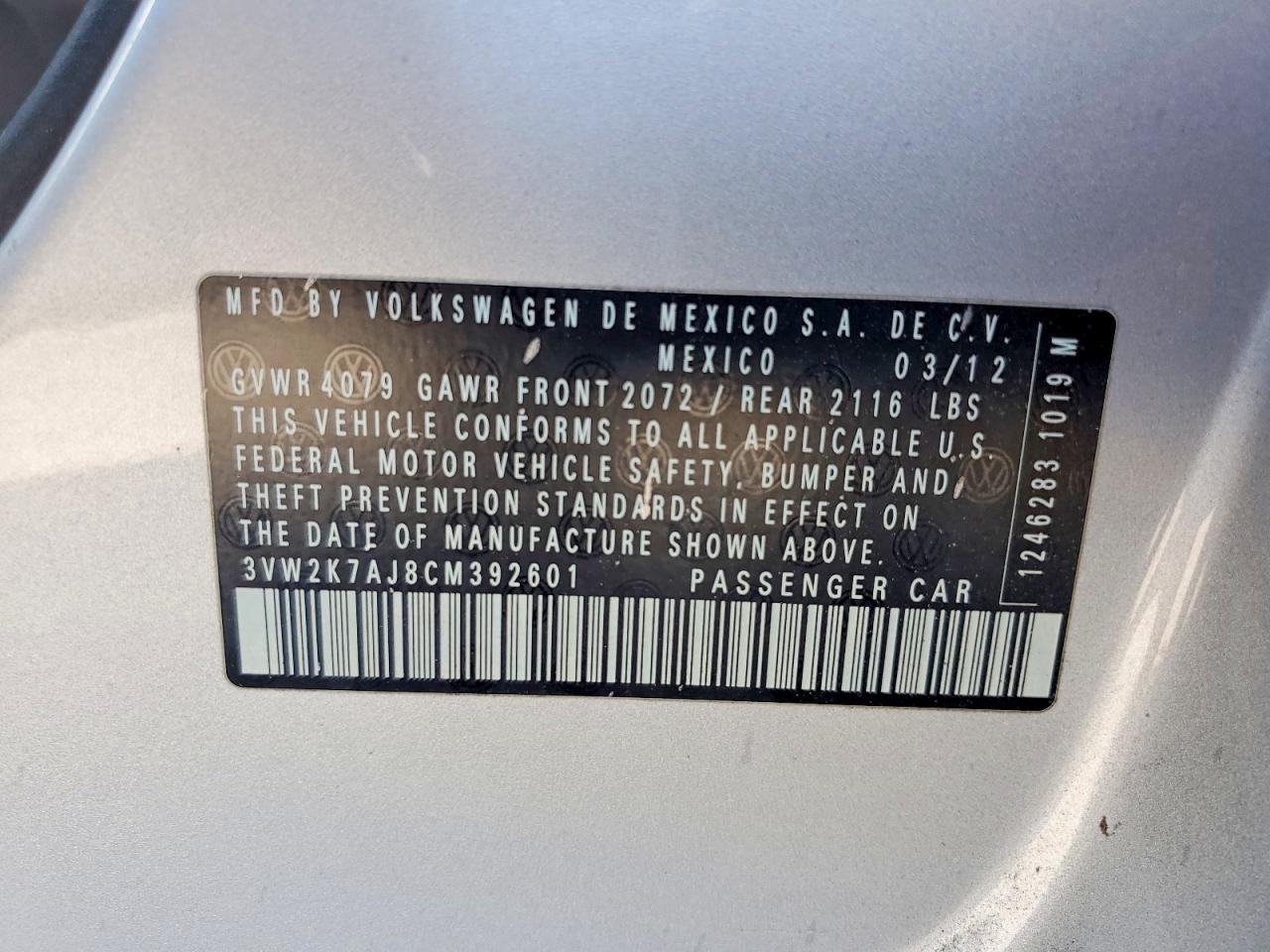 2012 VOLKSWAGEN JETTA BASE photo 37