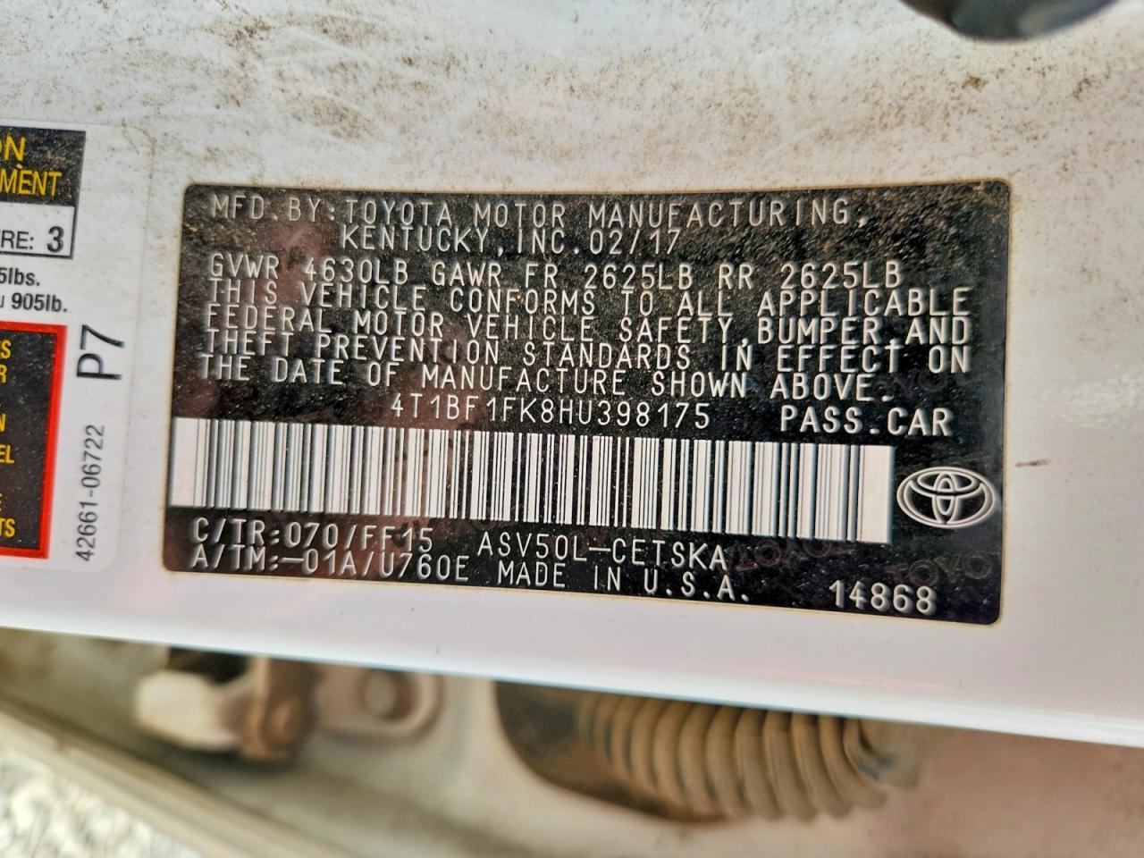2017 TOYOTA CAMRY SE photo 34