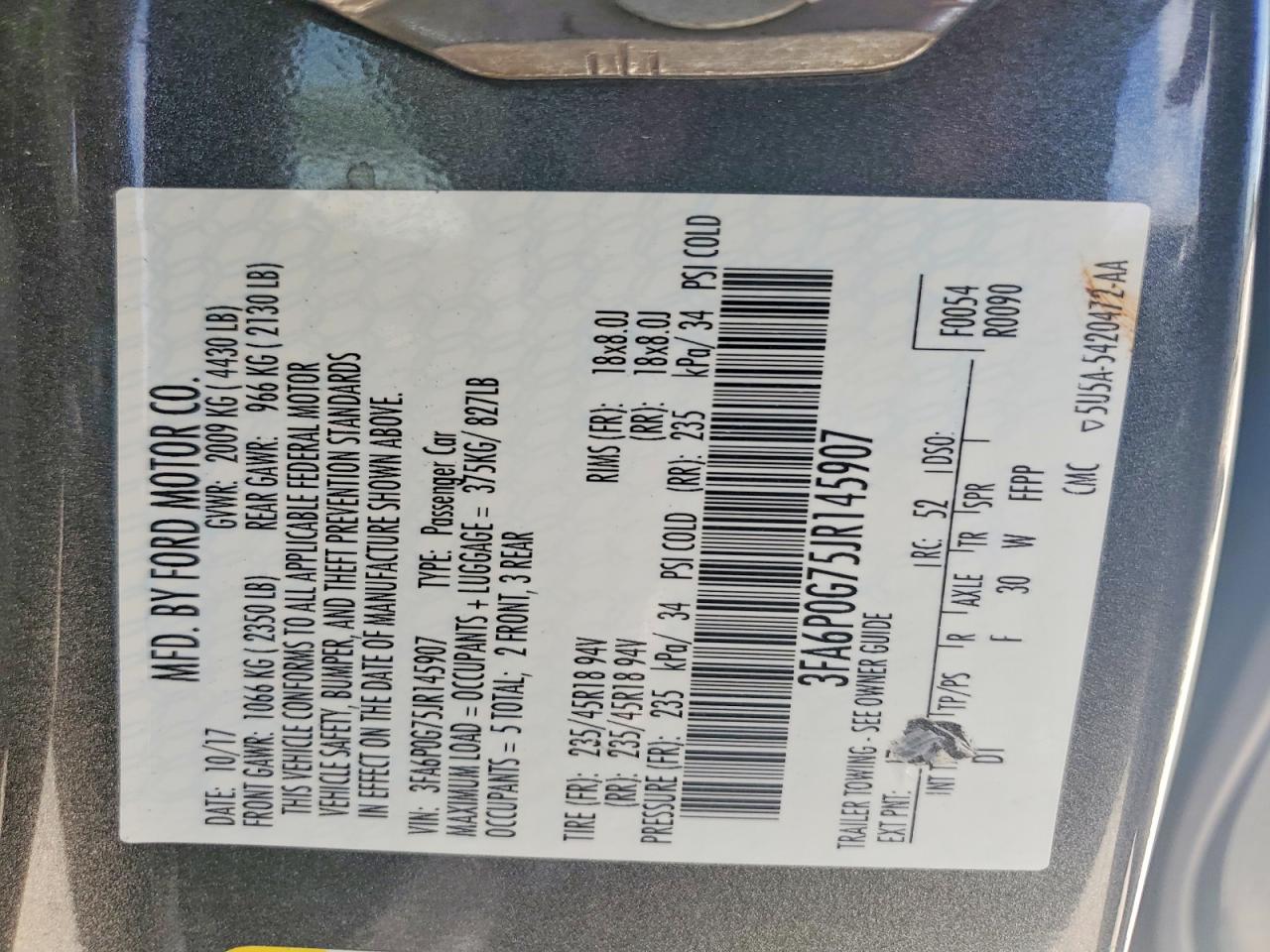 2018 FORD FUSION S photo 25