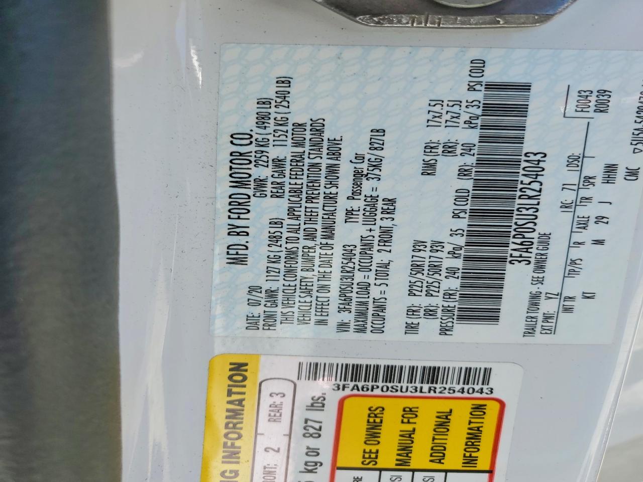 2020 FORD FUSION TITANIUM photo 23
