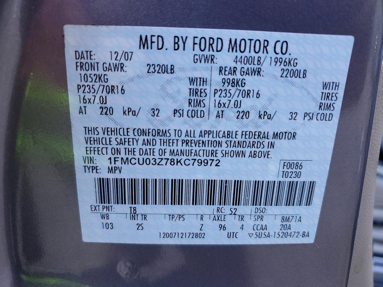 2008 FORD ESCAPE XLT photo 25