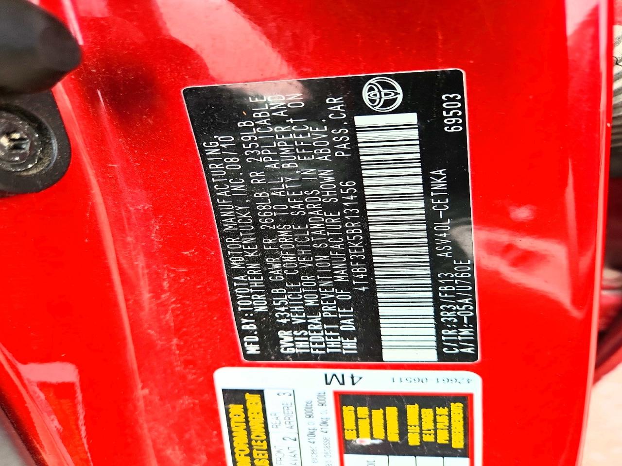 2011 TOYOTA CAMRY BASE photo 13
