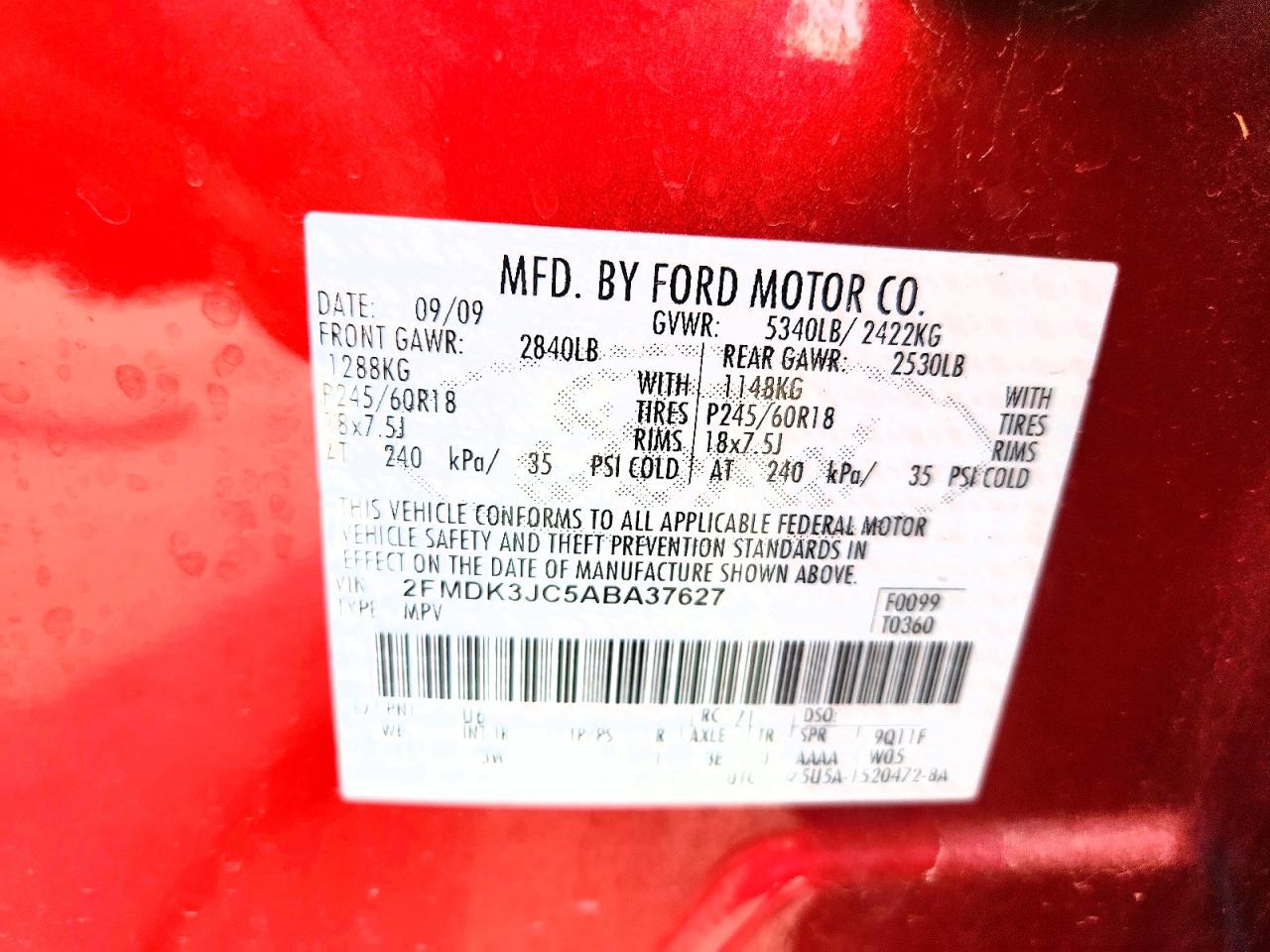 2010 FORD EDGE SEL photo 27