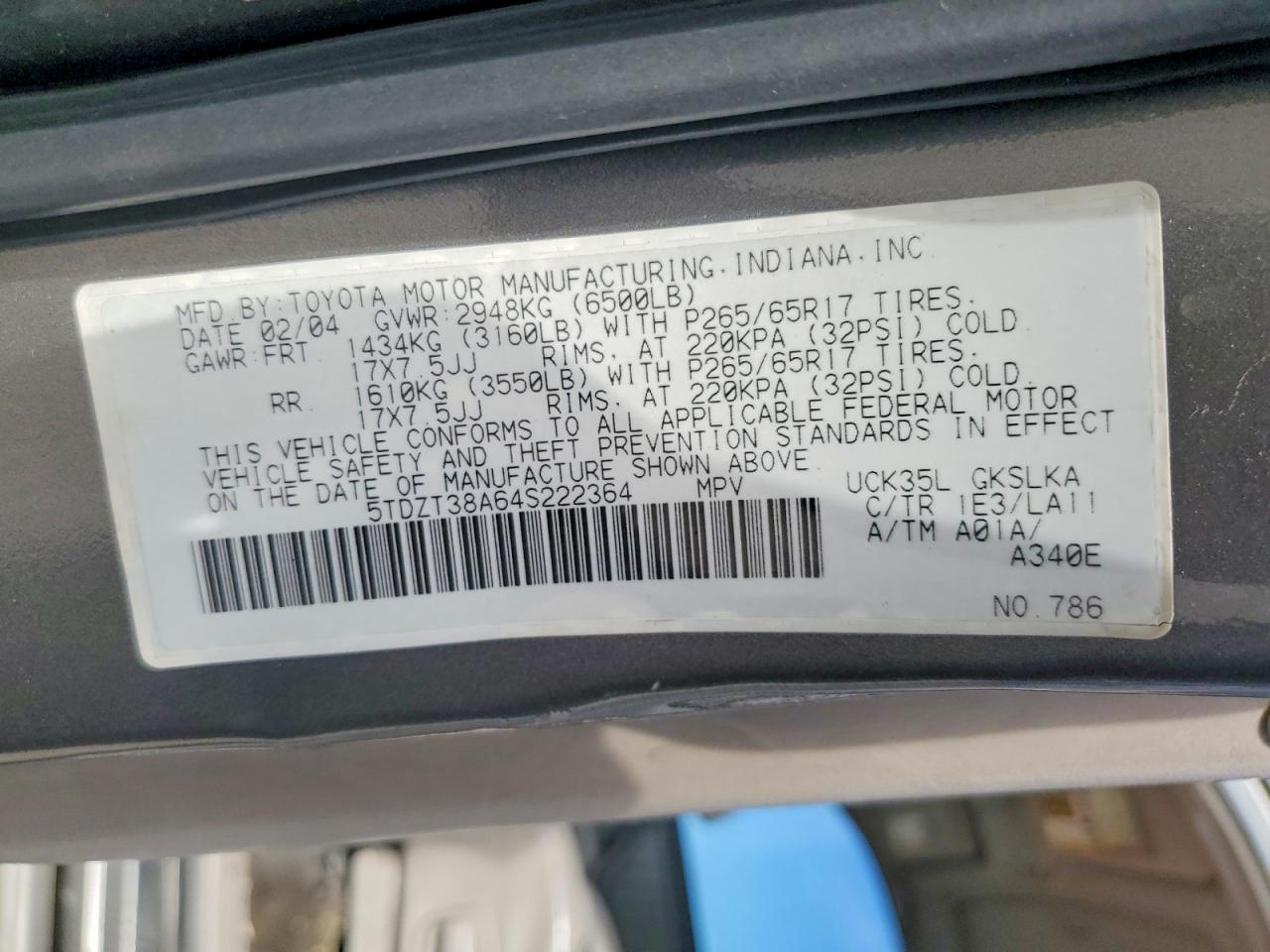 2004 TOYOTA SEQUOIA LIMITED photo 25
