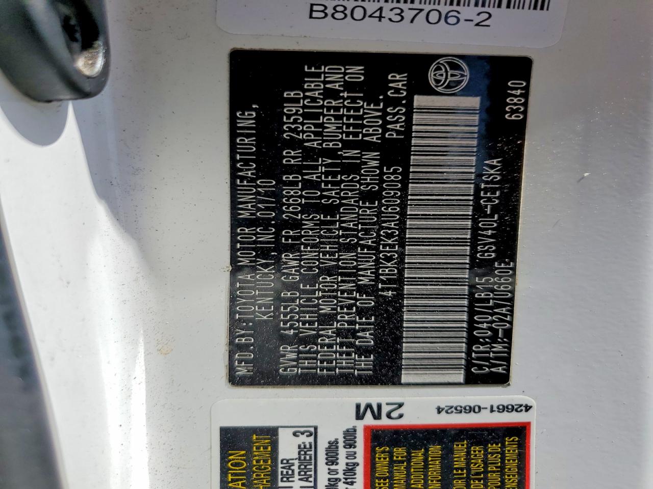 2010 TOYOTA CAMRY SE V6 photo 20