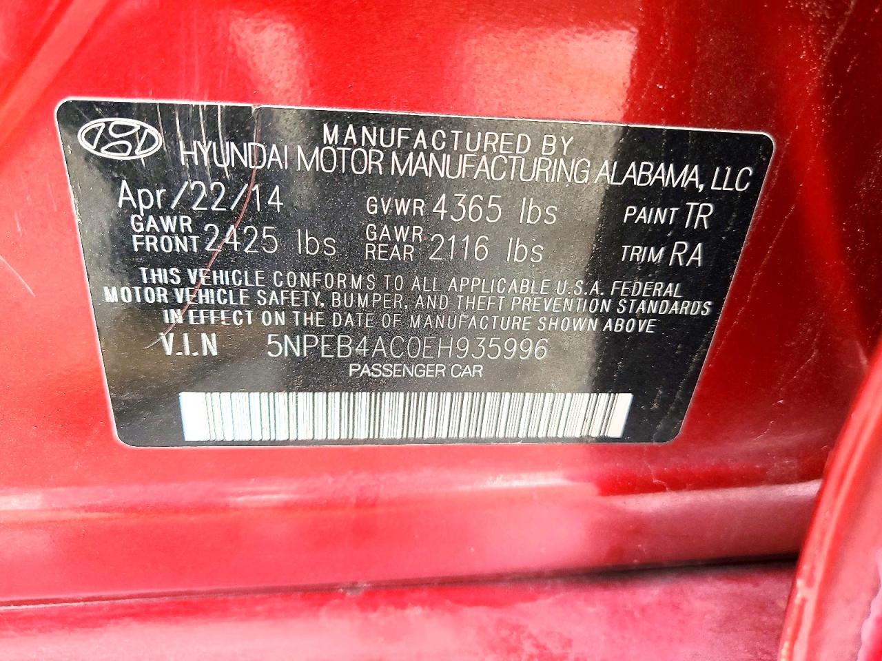 2014 HYUNDAI SONATA GLS photo 37