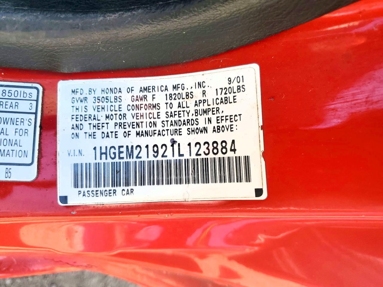 2001 HONDA CIVIC SI photo 23