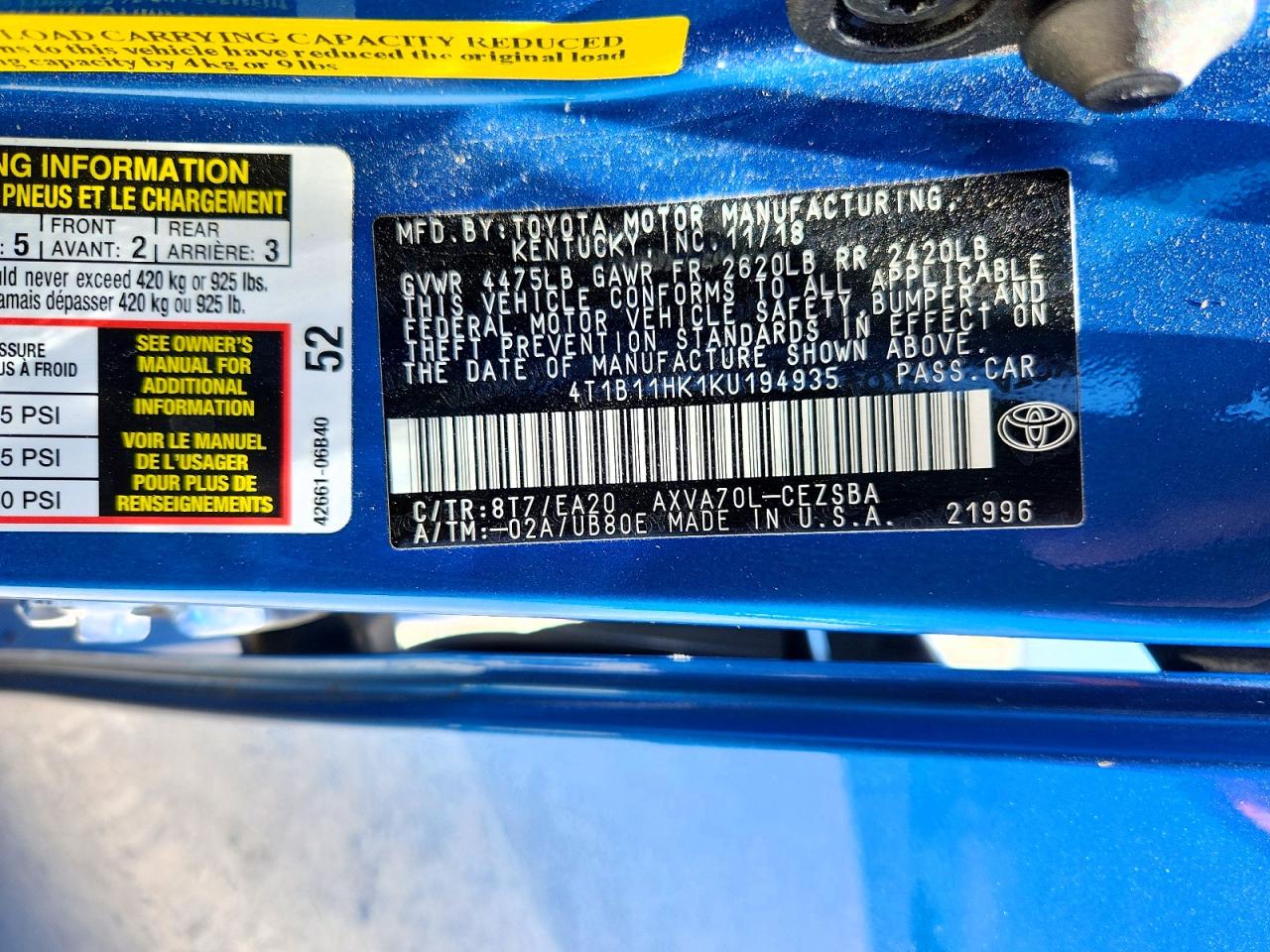 2019 TOYOTA CAMRY SE photo 23