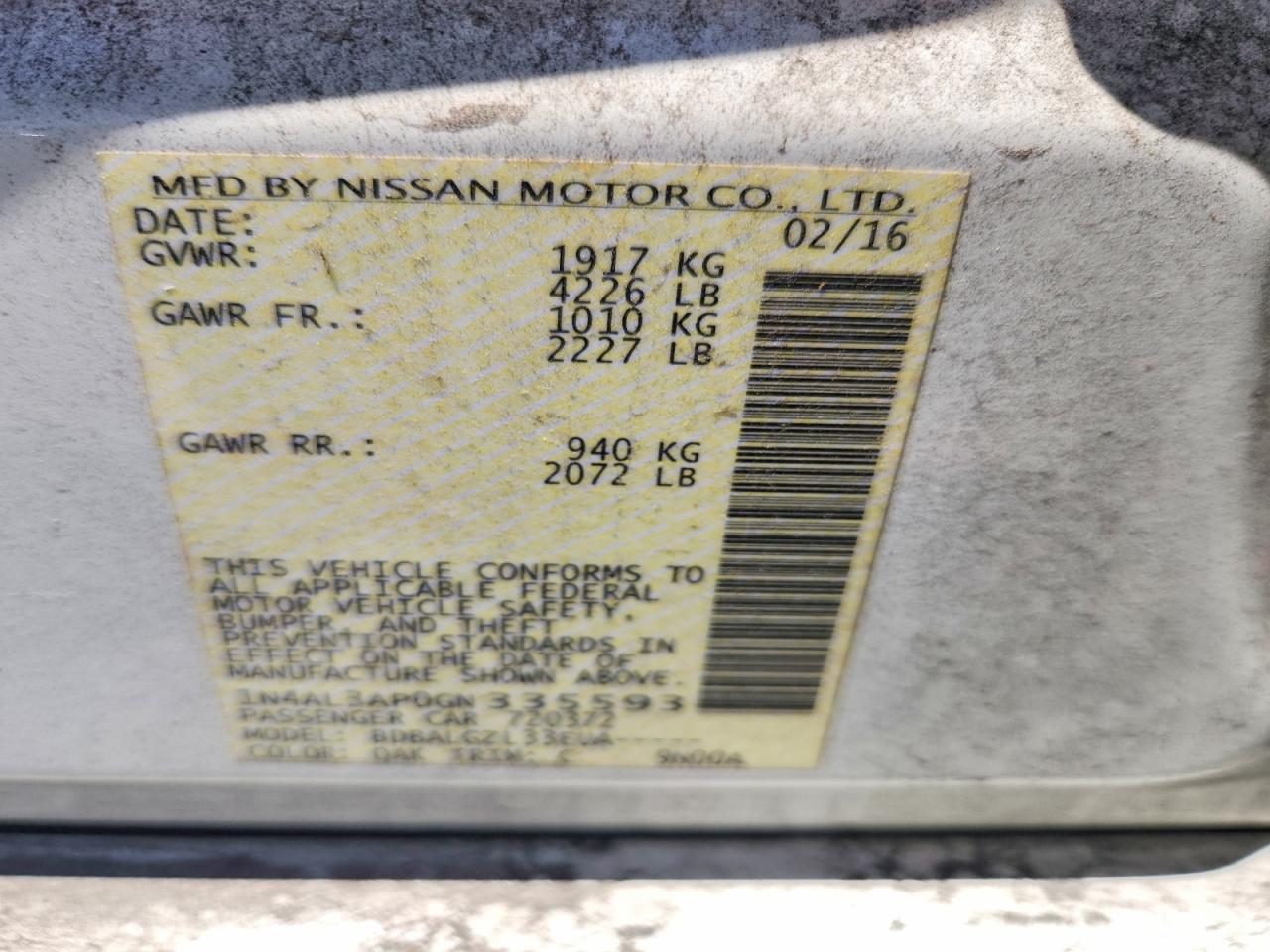 2016 NISSAN ALTIMA 2.5 S photo 34