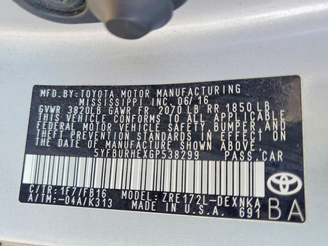 2016 TOYOTA COROLLA LE PLUS photo 12