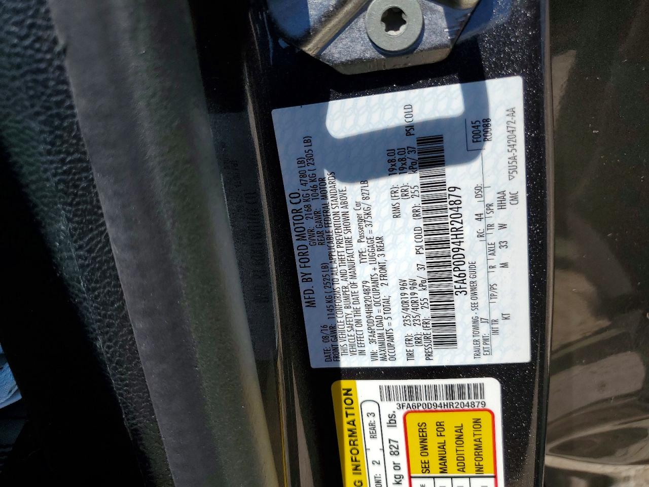 2017 FORD FUSION TITANIUM photo 12