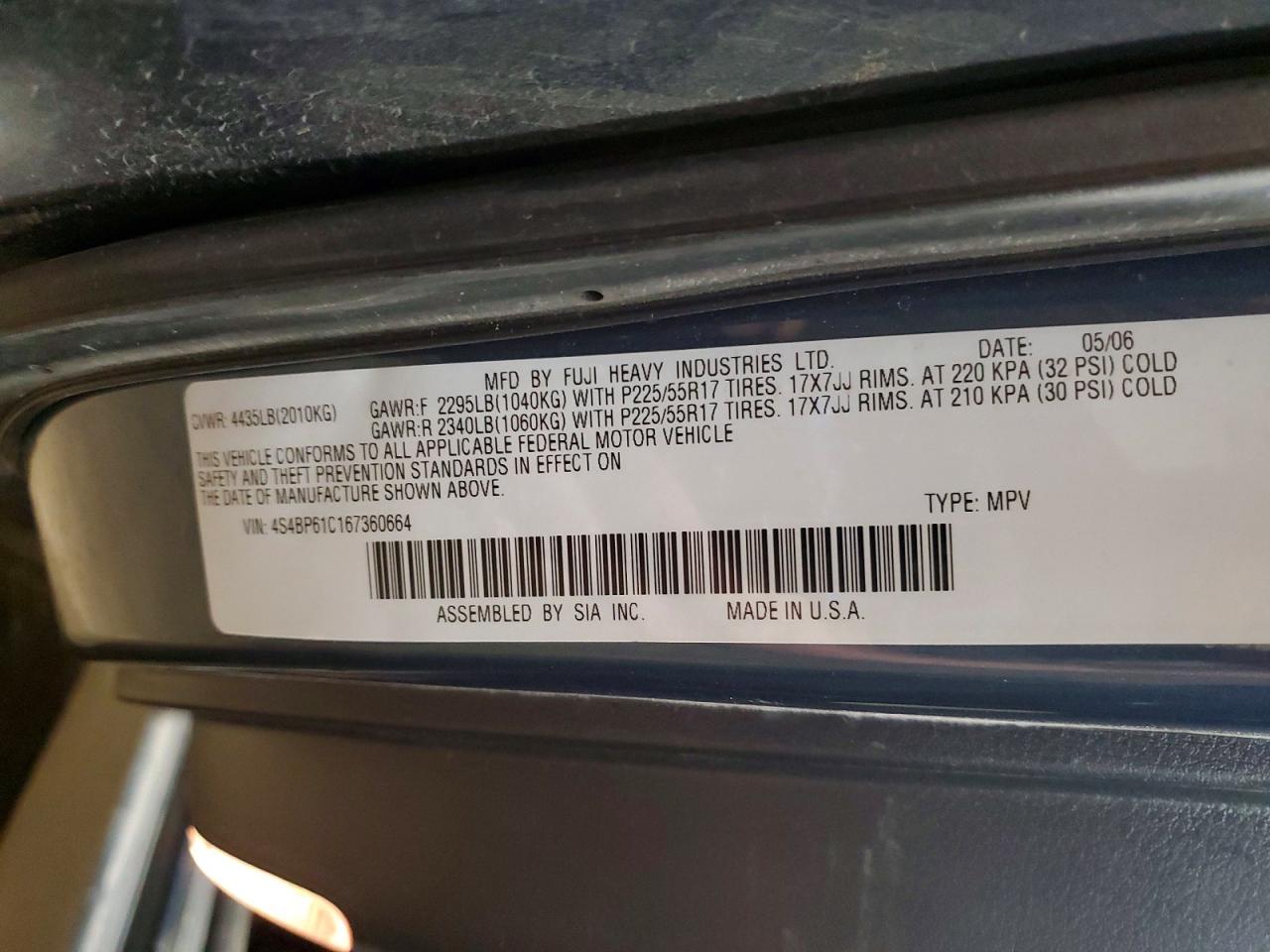 2006 SUBARU LEGACY OUTBACK 2.5I photo 25