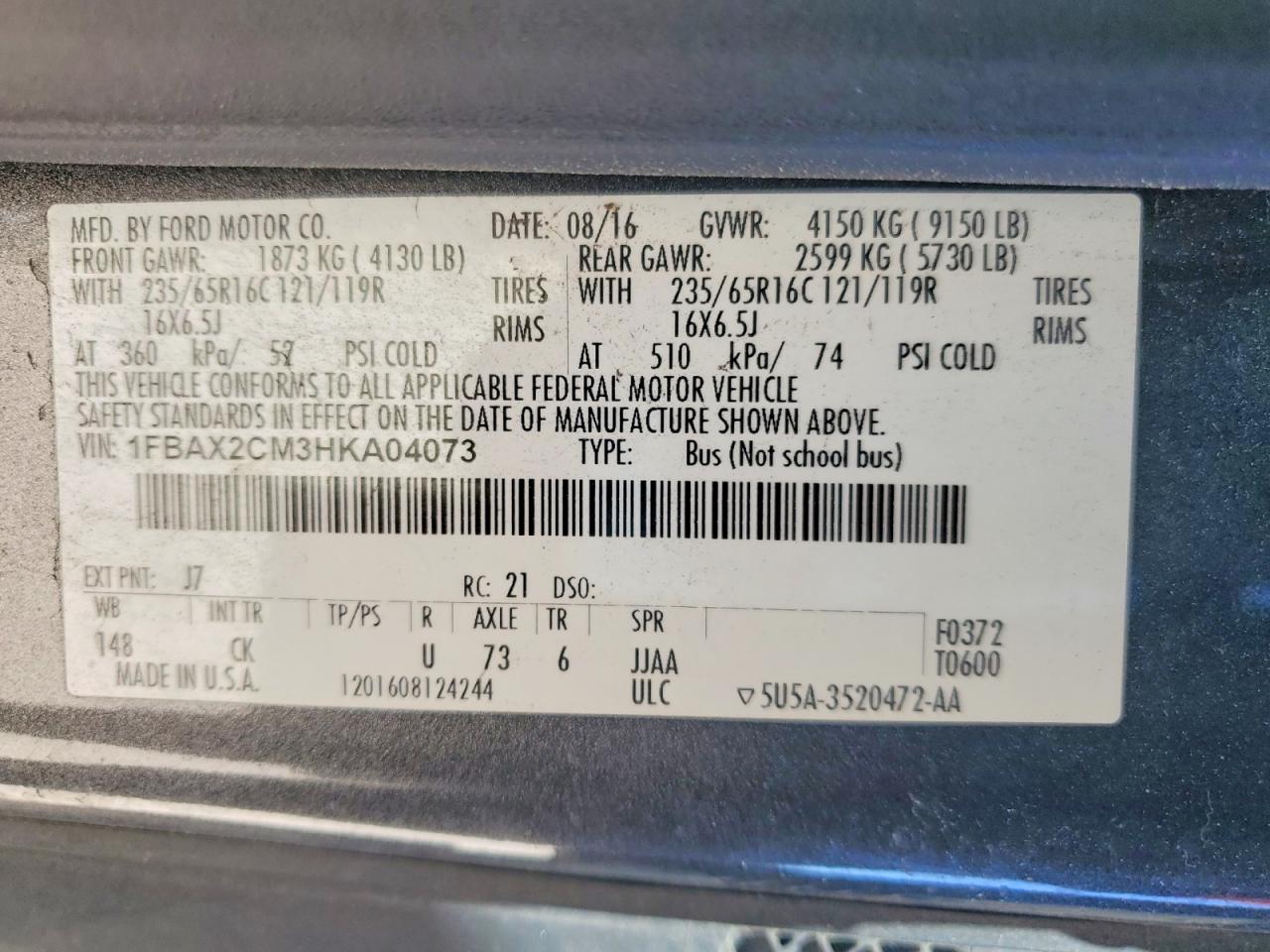 2017 FORD TRANSIT T-350 photo 37