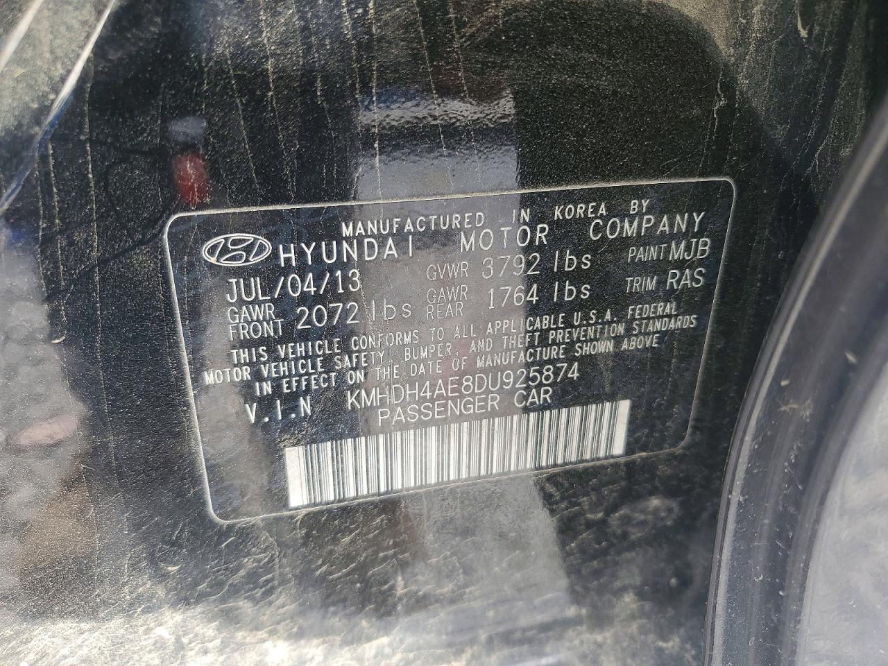 2013 HYUNDAI ELANTRA GLS photo 23