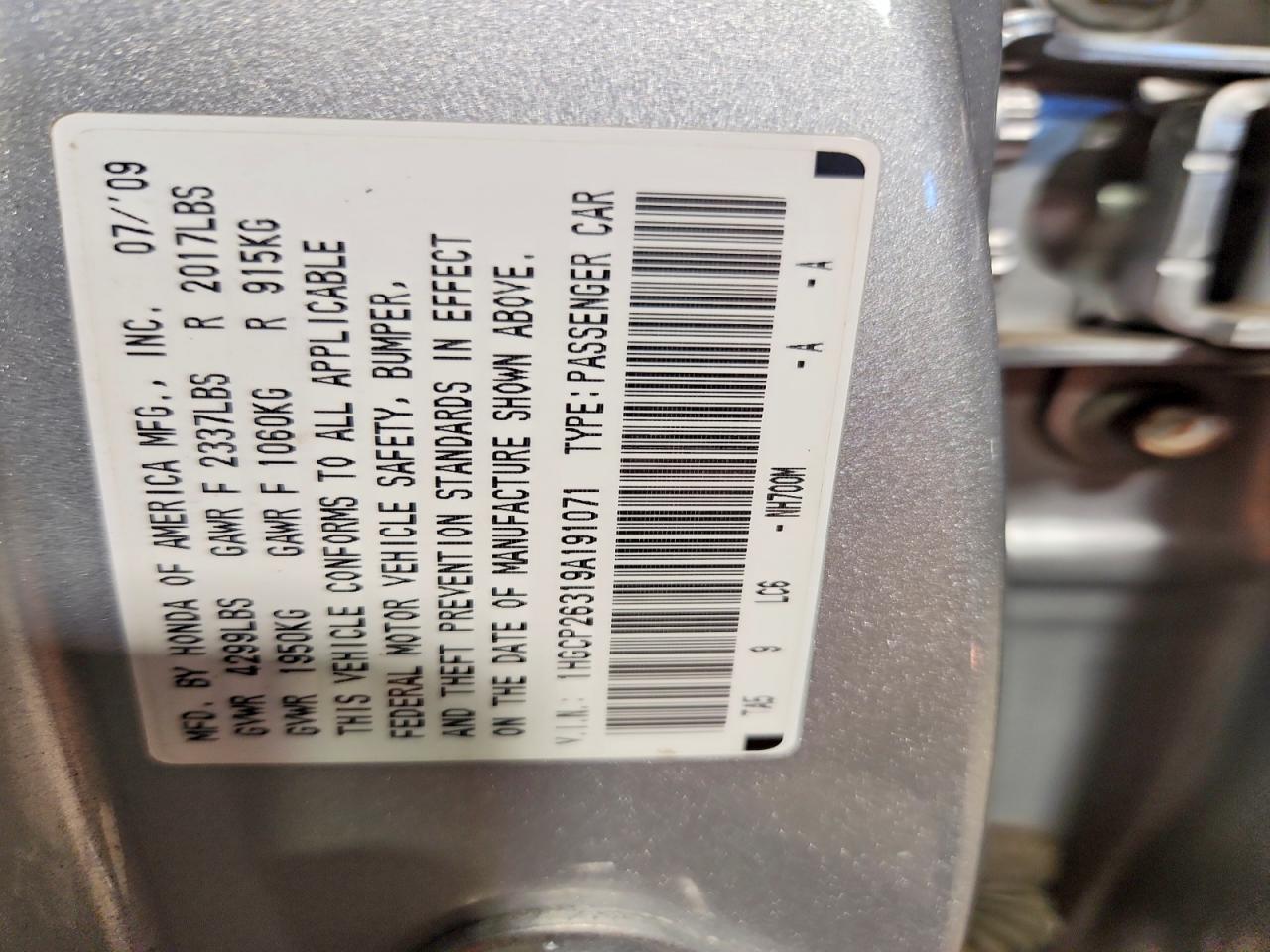 2009 HONDA ACCORD LX photo 23