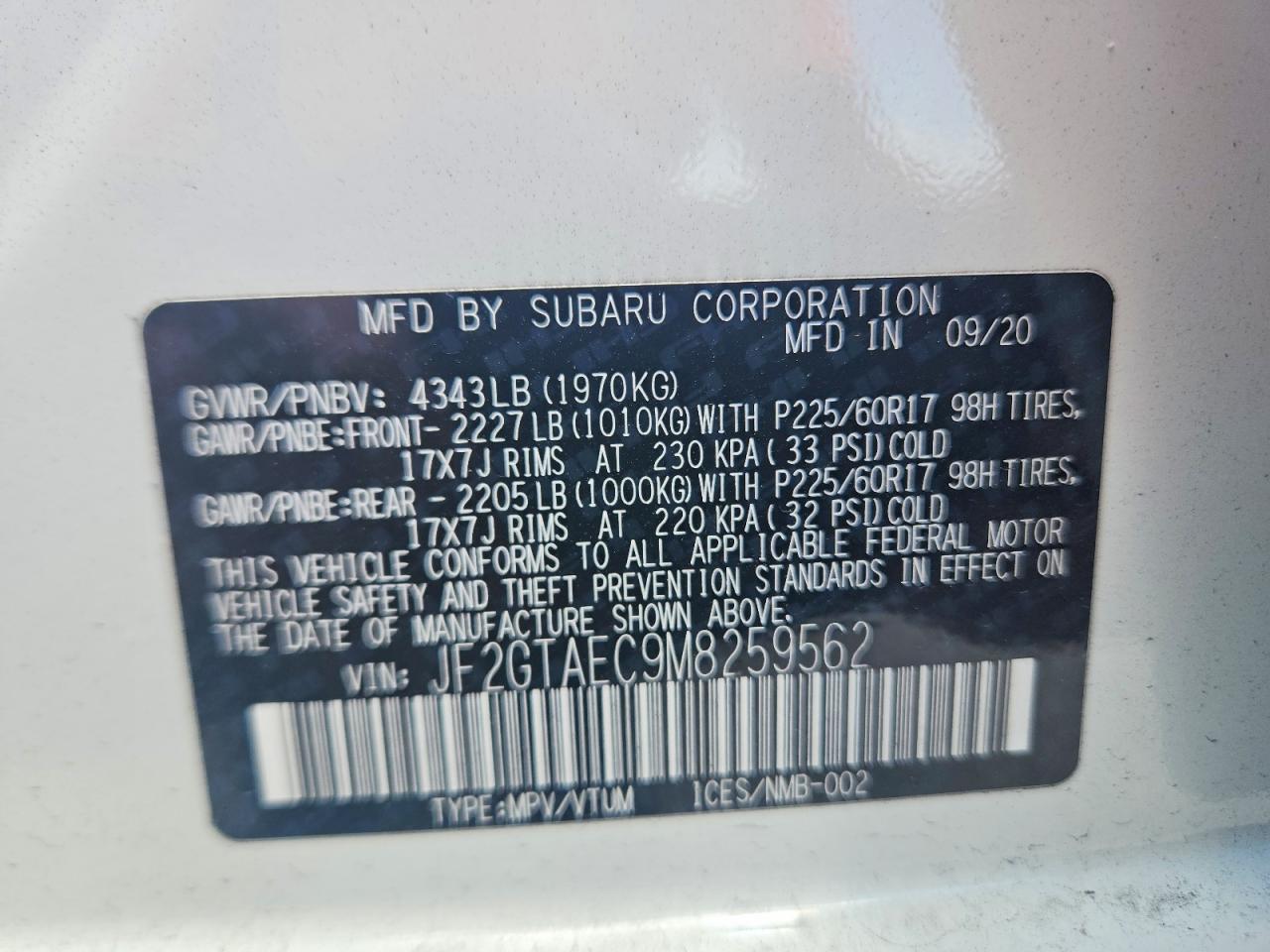 2021 SUBARU CROSSTREK PREMIUM photo 40
